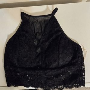 Women's lrg black lace crop